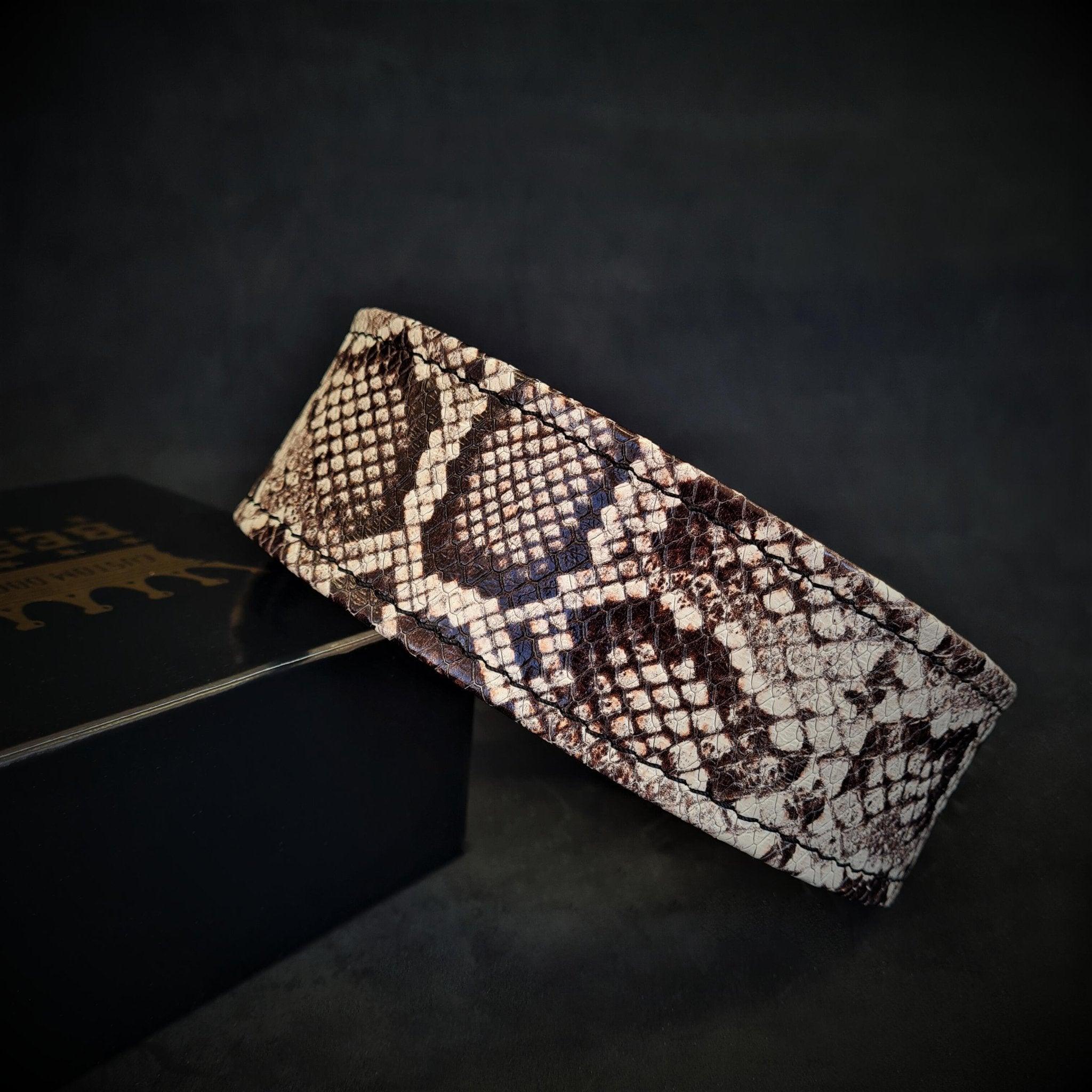 Luxury Rock Python Dog Collar - Python-Print Leather, Orthopedic Cushion - Handmade EU